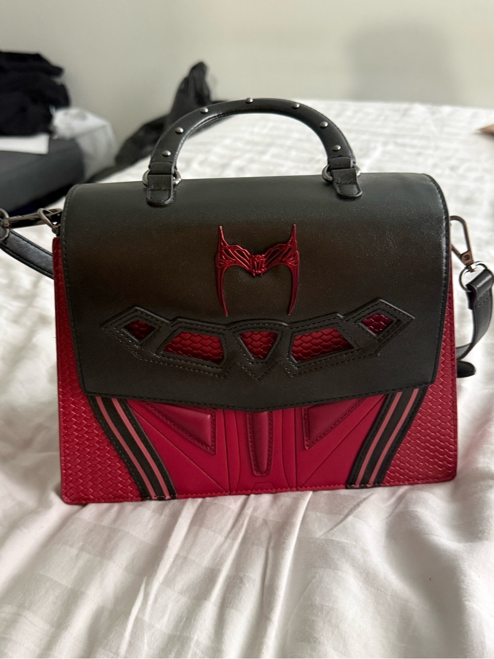 Marvel Scarlet Witch Women's Black and Red Top-Handle Crossbody Bag